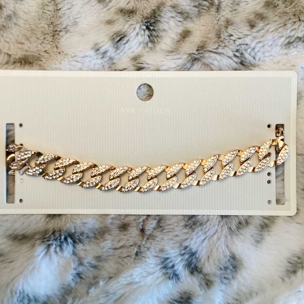 Ava & Aiden Gold Pave Cuban Link Choker NWT